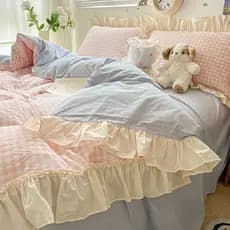 Pequeno fresco babados cama conjunto de quatro peças menina coração estilo princesa lençol colcha capa dormitório estuda