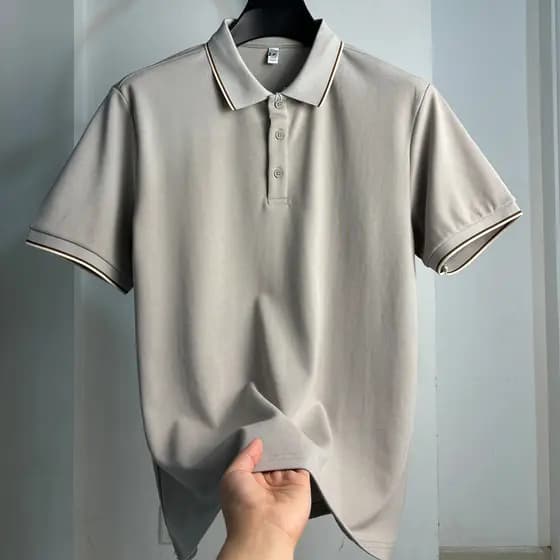 Camisa polo de verão novo produto Lyocell algodão simples confortável camisa polo masculina legal de manga curta
