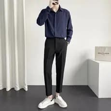 Camisa listrada de alta qualidade masculina, roupa Formal de manga comprida, camisa Casual de negócios, versão coreana,