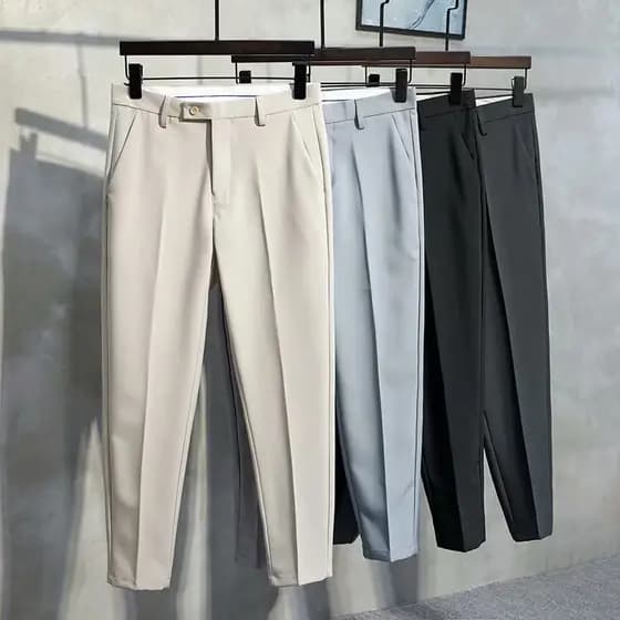 Casual tamanho grande Drape sentimento 9 pontos calças masculinas versão coreana em linha reta solta terno calças de neg