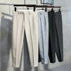 Casual tamanho grande Drape sentimento 9 pontos calças masculinas versão coreana em linha reta solta terno calças de neg