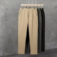 Verão Premium cáqui calças casuais masculinas Retro cônico em forma de tornozelo em forma de tornozelo pequenos pés calç