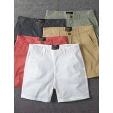 Verão estilo fino respirável puro algodão três pontos quarto calças masculinas casuais magro-ajuste macacão shorts estir