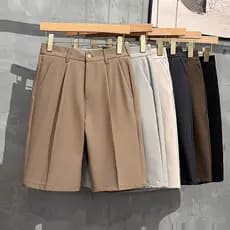 Luz de negócios masculino 2026 verão estilo fino Drape sentir terno de cinco pontos Shorts cor sólida magro ajuste em li