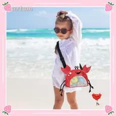 Bolsa De Malha De Praia URTUM , Bolsas De Concha Com Zíper Fofas Em Formato De Caranguejo Para Bebês