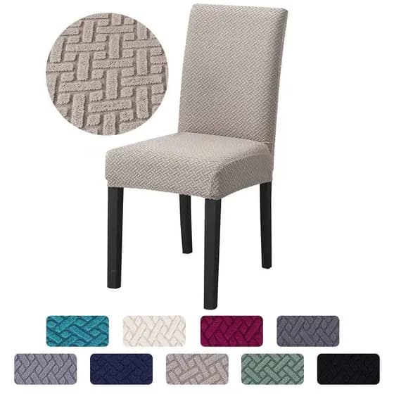 Capa De Cadeira De Jantar Jacquard Spandex Esticável Hotel Banquete De Cor Sólida Decorar À Prova De Pó