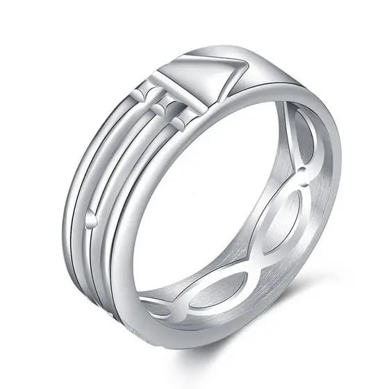 Anel MONICOO Atlantis Simples Moda Prata/Ouro/Ouro Rosa Masculino Feminino Dia