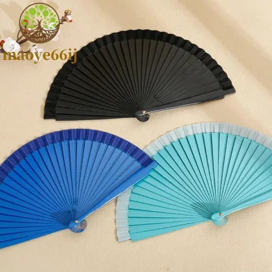 Ventilador Liso Espanhol MAOYE66 , Dobrável Puro De Cor Sólida Artesanal De Adereços Decorativos Simples Feitos À Mão