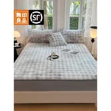 MUJI 2025 novo estilo classe A coelho lençol de pelúcia engrossado pelúcia quente colchão capa protetora capa colchão Z