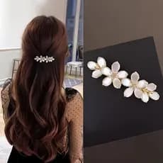 Presilha De Cabelo Floral Elegante , Clipe Francês , Garra De Primavera , Strass , Acessório Noiva Para Hal