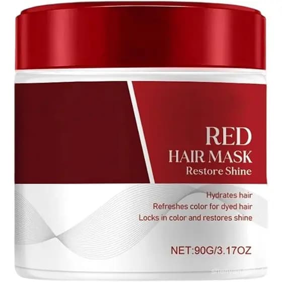       Máscara de tintura de cabelo vermelha, máscara de tintura de cabelo vermelha, proteção da cor após a lavagem, repa