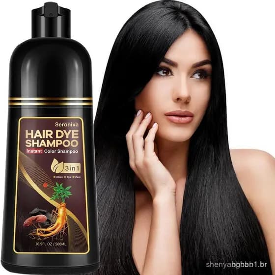 Shampoo tonalizante 3 em 1 para cabelos pretos, tintura para cabelos brancos que os transforma em pretos, shampoo especi