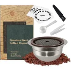 Cápsula de Café Reutilizável em Aço Inoxidável, Compatível com Nespresso Ve-tuo, Cápsula Recarregável de 150ml com Tampa