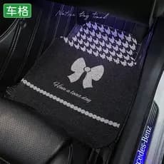 Tapete para pés de carro, anel de seda de desenho animado, laço fofo, resistente à sujeira, tapete protetor Universal an