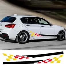 2 Pçs Saia Lateral Do Carro Adesivo De Vinil Listra Longa Auto Corpo Filme Decalque Acessórios Para BMW Série 1 E82 E87