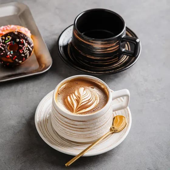 High-end Retro xícara de café pires conjunto criativo guirlanda copo doméstico high-end arte caneca cerâmica copo de águ