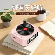 Criativo Mini reprodutor de gravação de vinil Retro ao ar livre portátil Desktop bluetooth alto-falante presente bluetoo