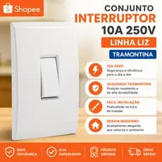 Kits Conjuntos Interruptor Simples Liz 10a 250v Tramontina Cor Branco Corrente Nominal 10 A