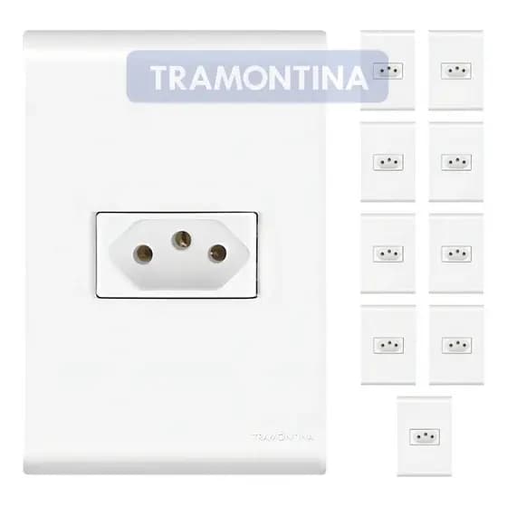 Kit 10 Tomadas 20a Amperes Simples 3 Pinos Tramontina Liz Cor Branco