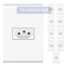 Kit 10 Tomadas 20a Amperes Simples 3 Pinos Tramontina Liz Cor Branco