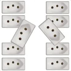 kits Módulos Tomada 10A 2P+T Tramontina Liz Cor Branco