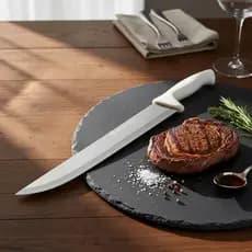 Faca Churrasco Cabo Branco Carne  Açougueiro 38cm Resistente Corte Inox