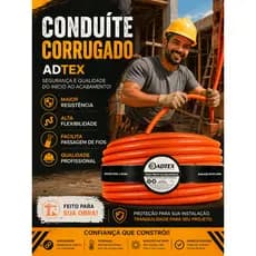 Eletroduto Corrugado Reforçado 3/4 50m Adtex PVC Laranja Diâm 25mm