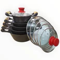 Panelas Alumínio Fundido Batido Polido Profissional Kit Completo pra Cozinha tampa vidro temperado