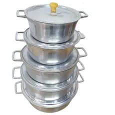 jogo panela batido fundido aluminio selecionado com tampa e pegador madeira