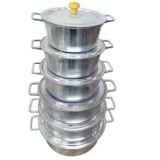Jogo de panela em aluminio batido fundido polido alça interiça de aluminio