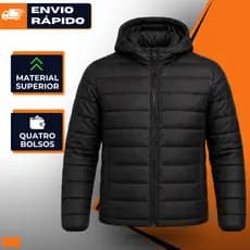 Jaqueta Puffer Unissex Nylon Inverno Com Bolsos Internos
