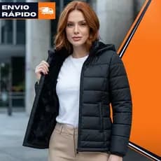 Jaqueta Puffer Feminina Bobojaco Peluciada Impermeavel Capuz Removível Inverno Frio