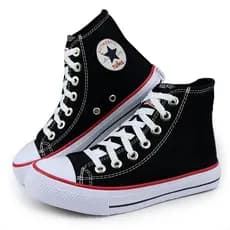 Tênis Feminino E Masculino  All Preto Cano Alto Star Tradicional Tecido Premium Confortável