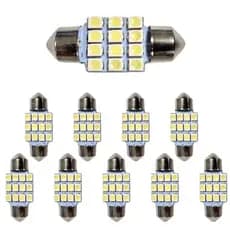 KIT 10 LAMPADA TORPEDO 12 LED C5W 31 MM BRANCO 12V