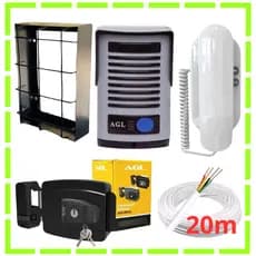 Kit Porteiro Interfone Completo Agl Com Protetor Fechadura e 20m de Cabo