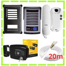 Kit Porteiro Eletrônico Completo para Instalação Com Fechadura Protetor e Cabo