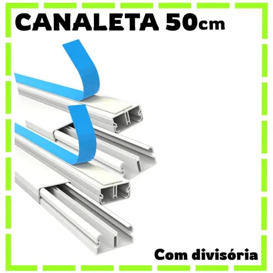 Caneleta Com Fita Dupla Face Adesiva 20x10 Organizador de Fios 50cm