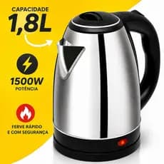 Chaleira Elétrica Inox 1,8L 1500W | Ferve Água Rápido | Desligamento Automático