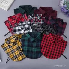 Gola falsa unissex estilo coreano para mulheres, gola falsa versátil para camisa, gola de camisa xadrez escovada, gola d