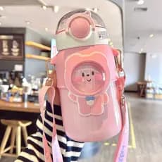 Copo de água em aço inoxidável 316 para meninas, copo isolado de grande capacidade com alça e canudo convenientes, copo