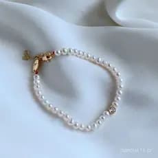 Nova pulseira de corda vermelha pequena com pérola de água doce incrustada em zircônia, estilo simples e elegante para u