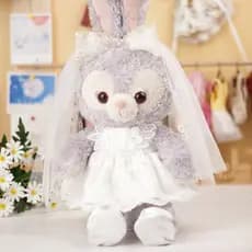 Nova boneca de pelúcia Stella com coroa e vestido de noiva floral branco, brinquedo de pelúcia Stella coelhinha bailarin