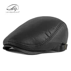 Boné Duckbill Masculino, Novo Modelo Outono/Inverno, Boina de Couro PU de Alta Qualidade para Homens de Meia-Idade e Ido