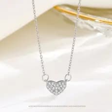 Colar de coração em prata esterlina s925 com diamantes, estilo coreano, colar de clavícula em formato de coração, acessó
