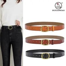 Cinto decorativo feminino, cinto versátil de couro legítimo vintage para jeans, com acabamento de alta qualidade, venda