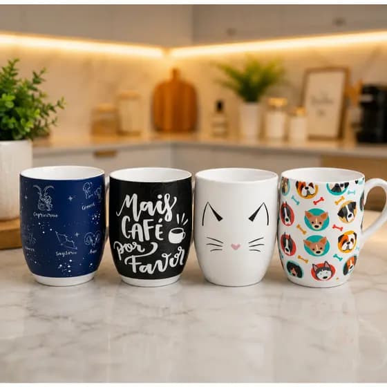 Caneca De Porcelana Decoradas Em Porcelana Para Café Ou Chá Hauskraft