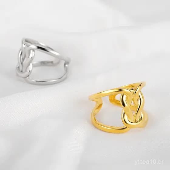 Anel Luxuoso de Prata S925 com Design de Nó e Linhas Torcidas para Mulheres J1006