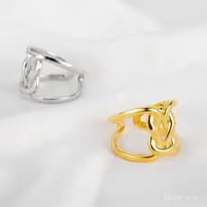 Anel Luxuoso de Prata S925 com Design de Nó e Linhas Torcidas para Mulheres J1006