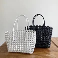 Bolsa tecida à mão, estilo popular online, bolsa de ombro único, bolsa tecida vazada estilo fada, bolsa de praia feminin