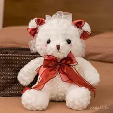 Urso de Pelúcia Lolita com Laço, Boneca de Pelúcia Princesa, Boneca Criativa de Conforto, Presente para o Dia das Crianç